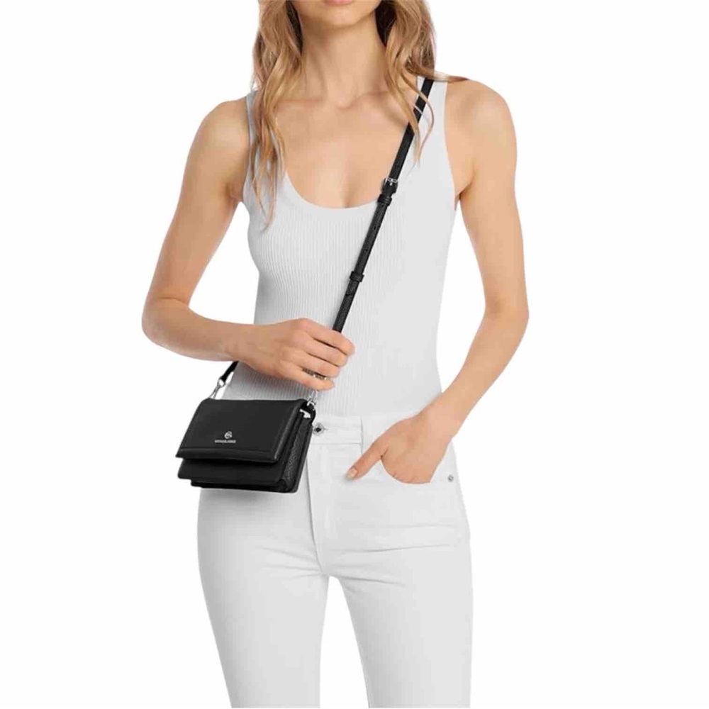 Michael Kors Jet Set Charm Small Leather Phone Crossbody Bag Black NWT